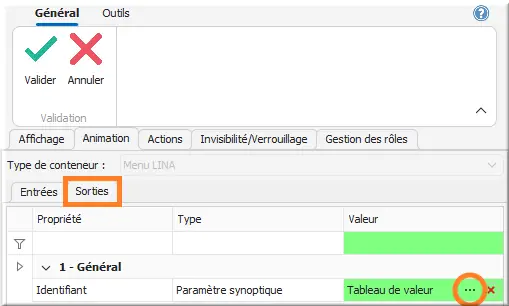 Param sortant Id Tableau de valeur